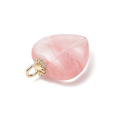 3Pcs 3 Styles Opalite & Cherry Quartz Glass & Natural Rose Quartz Pendants PALLOY-JF04933-1