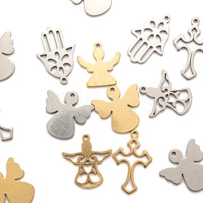100Pcs 10 Style 2 Colors 304 Stainless Steel Pendants STAS-LS0001-34-1