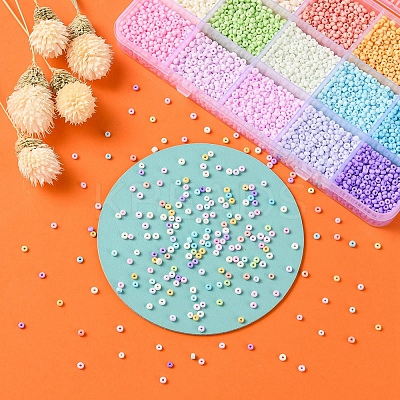 5250Pcs 15 Colors 8/0 Opaque Frosted Glass Seed Beads SEED-YW0001-74-A-1