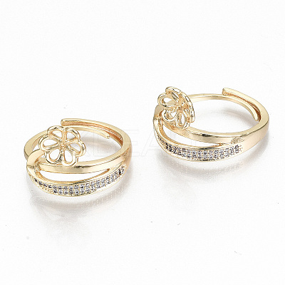 Adjustable Brass Micro Cubic Zirconia Finger Ring Settings KK-T062-63G-NF-1