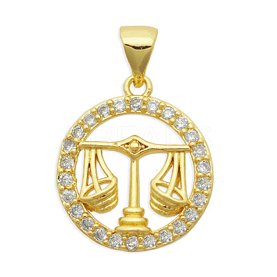 Brass Micro Pave Clear Cubic Zirconia Pendants KK-N241-LA823-7-NR-1