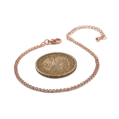Brass Rope Chain Bracelets for Women BJEW-G735-08RG-1