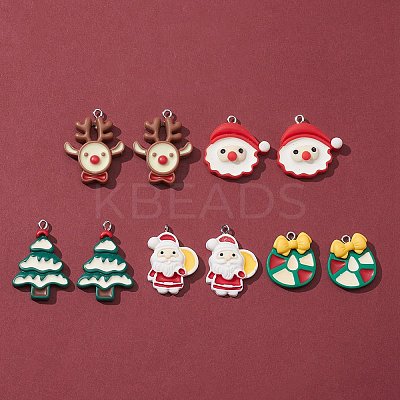 10Pcs 5 Styles Opaque Resin Pendants RESI-FS0001-29-1