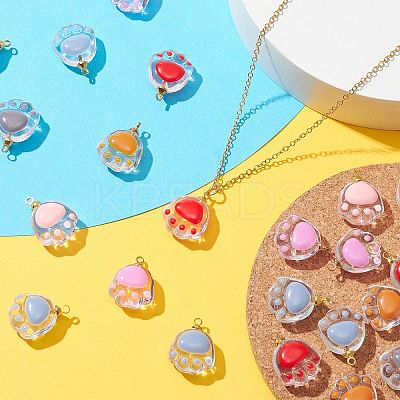 30Pcs 6 Colors Transparent Glass Pendants GLAA-CJ0002-17-1