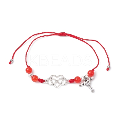 Natural Dyed White Jade Braided Bead Bracelets BJEW-JB09823-04-1