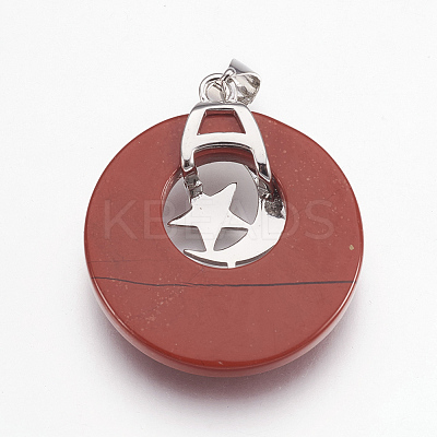 Natural Red Jasper Pendants KK-F751-F17-1