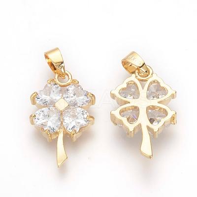 Brass Cubic Zirconia Pendants KK-R015-112G-1