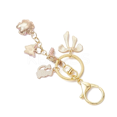 Cat Shape with Flower Alloy Enamel Keychains KEYC-JKC01407-01-1