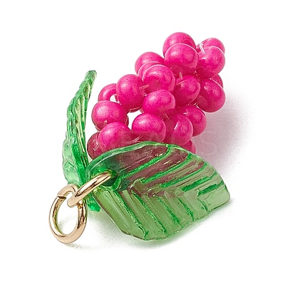Glass Seed Beaded Grape Pendants PALLOY-MZ00467-01-1