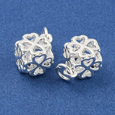 Rack Plating Brass Micro Pave Clear Cubic Zirconia Charms KK-F089-15S-1