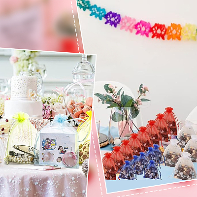 100Pcs 10 Colors Organza Bags Jewellery Storage Pouches Wedding Favour Party Mesh Drawstring Gift OP-SP0001-02-1