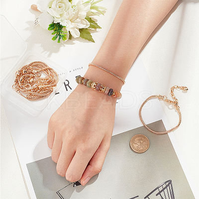 8Pcs Brass Round Snake Chain Bracelet for Men Women BJEW-PH0004-28-1