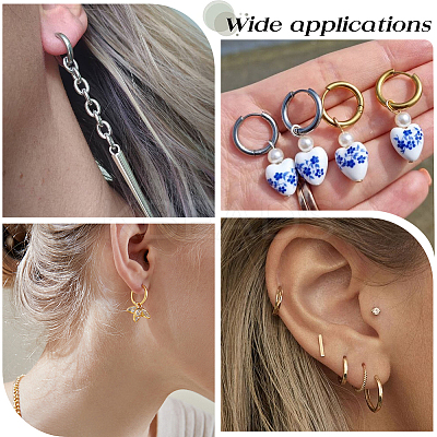 12 Pairs 2 Style 202 & 304 Stainless Steel Huggie Hoop Earrings EJEW-SC0001-41-1