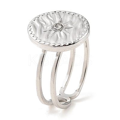 304 Stainless Steel Open Cuff Ring for Women RJEW-F166-07P-01-1