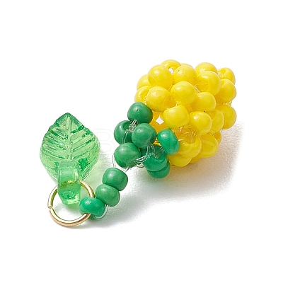 Glass Seed Beaded Rose Pendants PALLOY-MZ00627-01-1