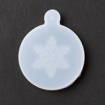 Christmas Theme DIY Flat Round with Snowflake Pendant Silicone Molds DIY-F114-34-1