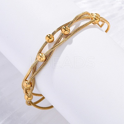 Stainless Steel Multi-strand Ball Bracelets BJEW-L687-01G-1