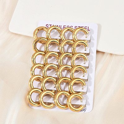 202 Stainless Steel Polishing Hoop Earrings EJEW-M106-02G-03-1