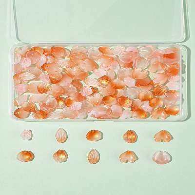120Pcs 6 Styles Spray Painted Glass Pendants GLAA-FS0002-20-1