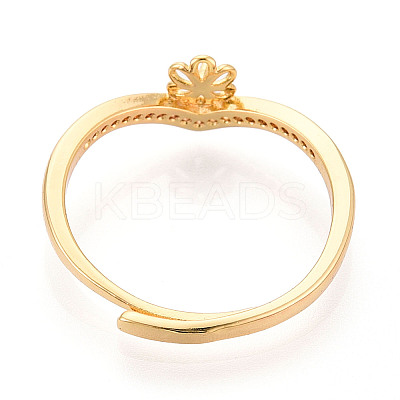 Flower Brass Micro Pave Cubic Zirconia Cup Peg Ring Settings LS-KK-N274-30G-1