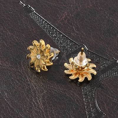 304 Stainless Steel Rhinestone Stud Earrings for Women LS-STAS-Z117-13G-1