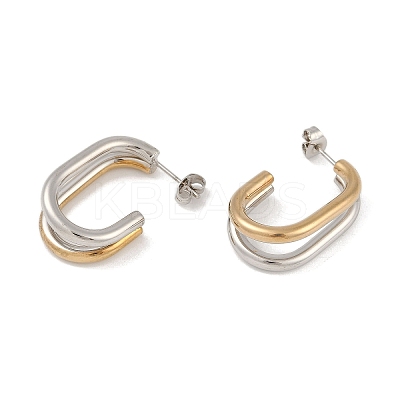 PVD Vacuum Plating 201 Stainless Steel Oval Stud Earrings LS-EJEW-I309-48GP-1