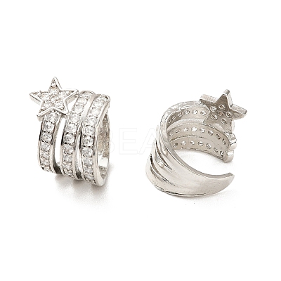 Clear Cubic Zirconia Star Cuff Earrings EJEW-C027-01P-1