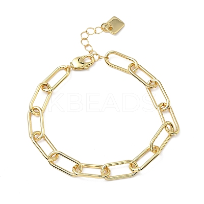 Brass Paperclip Chain Bracelets BJEW-C138-01G-1