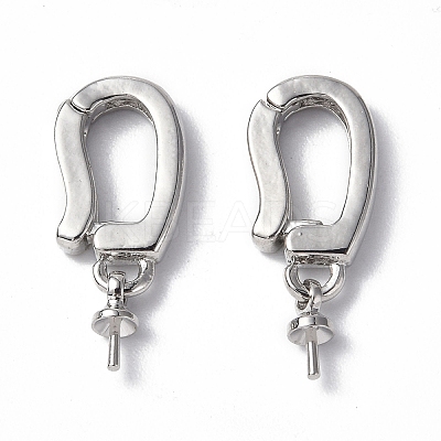 Brass Micro Pave Clear Cubic Zirconia Twister Clasps KK-P223-42P-1