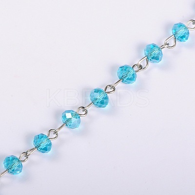 Handmade Rondelle Glass Beads Chains for Necklaces Bracelets Making AJEW-JB00038-1