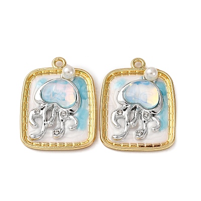 Light Gold Tone Alloy Enamel Pendants ENAM-B028-37KCG-02A-1