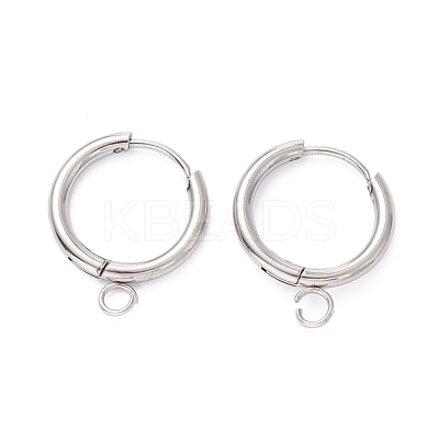 Tarnish Resistant 201 Stainless Steel Huggie Hoop Earring Findings STAS-P283-01R-P-1