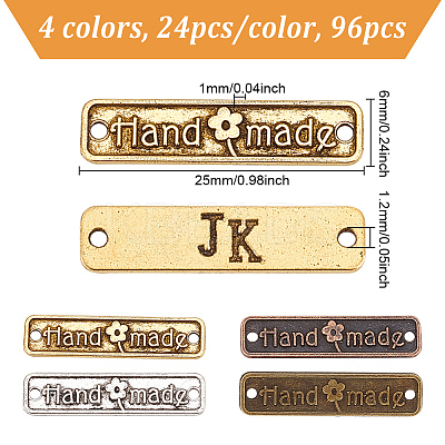 96Pcs 4 Colors Tibetan Style Alloy Connector Charms FIND-GO0002-11-1