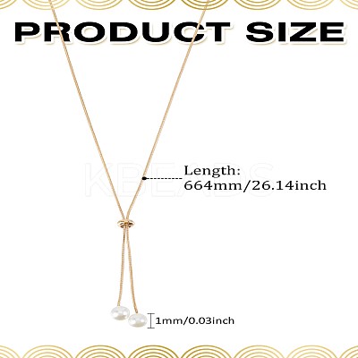 1Pc 1MM Brass Round Snake Chain Slider Lariat Necklaces NJEW-LP0009-12G-1