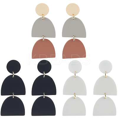 3 Pairs 3 Style Polymer Clay Dangle Stud Earrings with 316 Surgical Stainless Steel Pins EJEW-AN0004-28-1