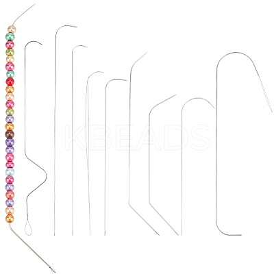 8Pcs 8 Styles Iron/304 Stainless Steel Bent Head Beading Needles for Bead Spinner TOOL-BBC0001-09-1