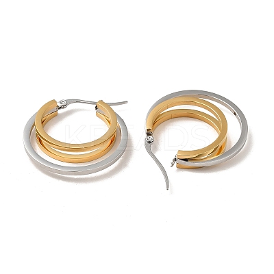 Two Tone 304 Stainless Steel Triple Circle Hoop Earrings for Women LS-EJEW-I272-01GP-1