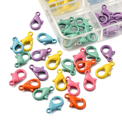 60Pcs 6 Colors Spray Painted Eco-Friendly Alloy Lobster Claw Clasps FIND-YW0001-40-NR-1
