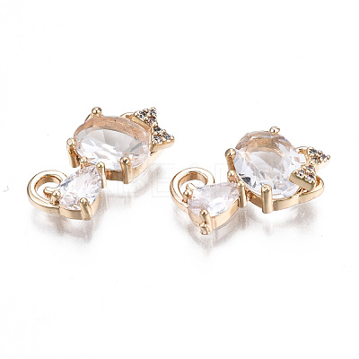 Brass Micro Pave Clear Cubic Zirconia Charms KK-S359-137-RS-1