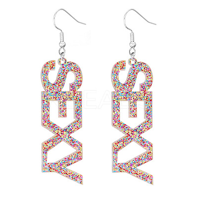 Bling Acrylic Word Sexy Dangle Earrings GIPO-PW0001-017P-1