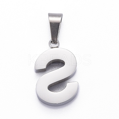 Non-Tarnish 304 Stainless Steel Letter Pendants LS-STAS-H127-S-P-1