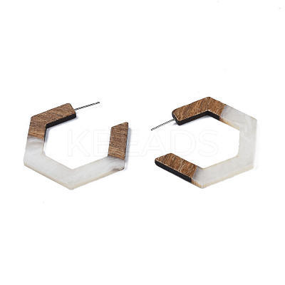 Hexagon Half Hoop Earrings for Women EJEW-N017-006C-1