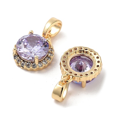 Brass Micro Pave Cubic Zirconia Charms KK-B102-06G-1