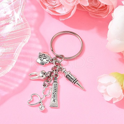 Tibetan Style Alloy Keychains KEYC-JKC01288-1