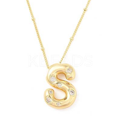 Brass Micro Pave Clear Cubic Zirconia Pendant Necklaces NJEW-Z038-01G-S-1