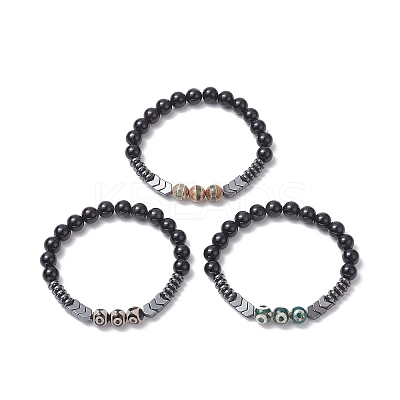 Dyed Natural & Synthetic Mixed Gemstone Arrow Beaded Strech Bracelet for Women BJEW-JB09364-1