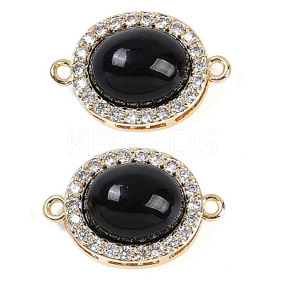 Brass Micro Pave Clear Cubic Zirconia Connector Charms KK-U043-50G-04-1