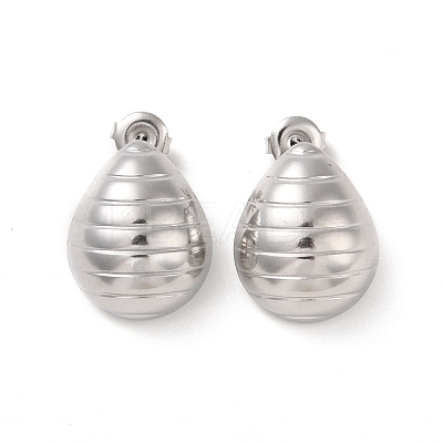 Non-Tarnish Teardrop 304 Stainless Steel Stud Earrings for Women EJEW-L272-023P-1