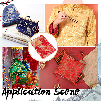 Chinese-style Flower Pattern Polyester Fabric for Clothing & Home Decor DIY-WH0622-735A-1