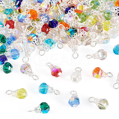 130Pcs 13 Colors Glass Pendants PALLOY-TAC0194-1